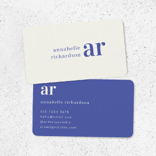 Vintage Royal Blue Timeless Elegant Monogram Business Card