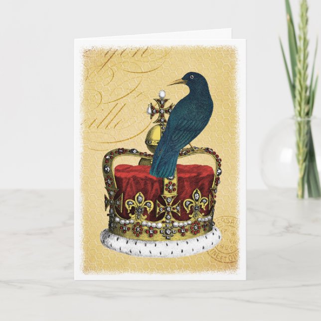 Vintage Royal Crown and Raven Card (Front)