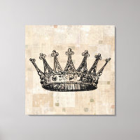 Vintage Royal Crown Art & Aged Stamps Background