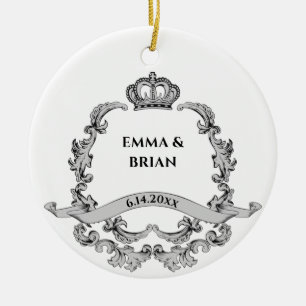 Vintage Royal Crown Crest Wedding Customisable Ceramic Tree Decoration