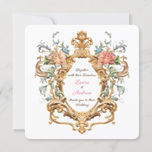 Vintage Royal Elegant Rococo Crest Spring Wedding Invitation