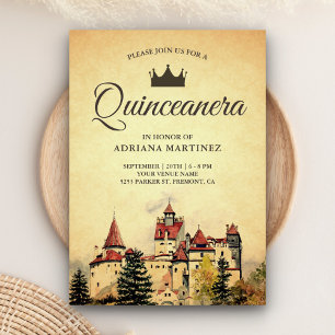 Vintage Royal Fairytale Castle Quinceanera Invitation