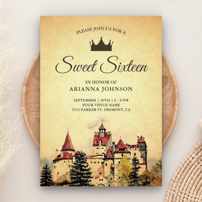 Vintage Royal Fairytale Castle Sweet Sixteen Invitation (Creator Uploaded)