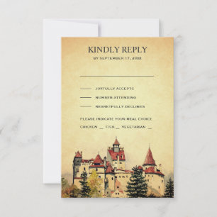 Vintage Royal Fairytale Castle Wedding RSVP Card