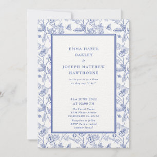 Vintage royal floral crest pastel blue Wedding Invitation