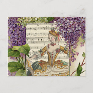 Vintage Royal French Fashion and Lilacs Postcard