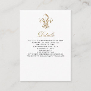 Vintage Royal Gold French Fleur de Lis Wedding Enclosure Card