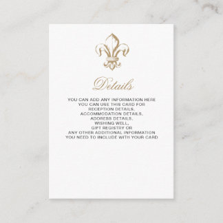 Vintage Royal Gold French Fleur de Lis Wedding Enclosure Card