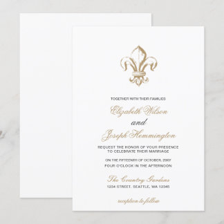 Vintage Royal Gold French Fleur de Lis Wedding Invitation