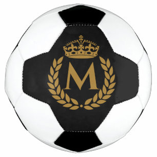 Vintage royal king golden crown name initial black football