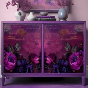 Vintage Royal Magenta Blooms Twilight Decoupage Tissue Paper