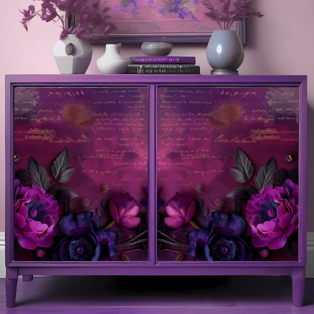 Vintage Royal Magenta Blooms Twilight Decoupage Tissue Paper (Creator Uploaded)