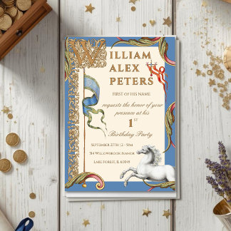 Vintage Royal Mediaeval 1st Birthday Invitation