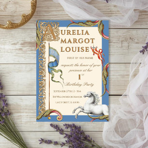Vintage Royal Mediaeval 1st Birthday - Letter A Invitation