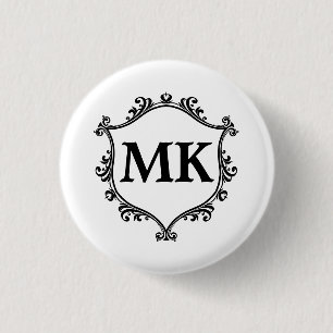 Vintage royal shield personalised name monogram  3 cm round badge