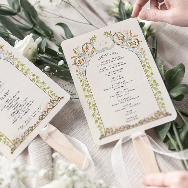 Vintage Royal Wedding Program Card Hand Fan (Creator Uploaded)