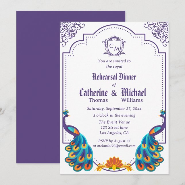 Vintage Royal Wedding With Name Monogram  Invitation (Front/Back)