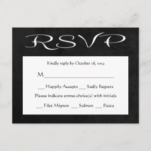 Vintage RSVP Black And White Chalkboard (Meal) Invitation Postcard