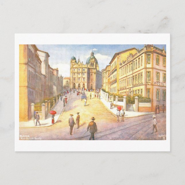 Vintage Rua de Sao Bento, Bahia, Brazil Postcard (Front)