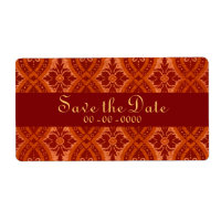 Vintage Ruby Red Damask Designer Label