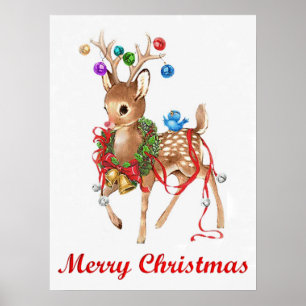 Vintage Rudolph Merry Christmas Poster