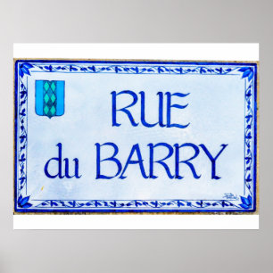 Vintage Rue du Barry French street sign