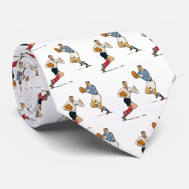 Vintage Rugby Design Neck Tie (Rolled)