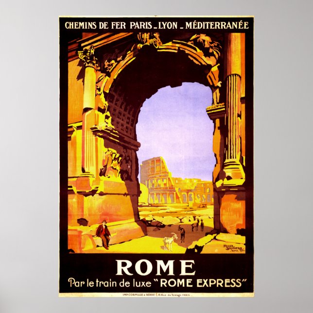 Vintage Ruins of Rome Italy Travel Poster (Front)