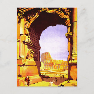 Vintage Ruins of Rome Italy Travel Poster Postcard