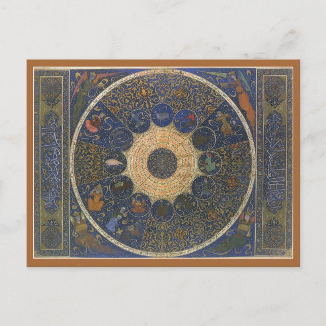 Vintage Rulers Horoscope, Antique Islamic Zodiac Postcard (Front)