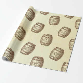Vintage Rum Barrels on Cream Wrapping Paper