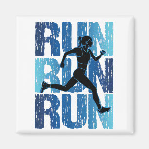 Vintage Runner Girl - Run Run Run Magnet