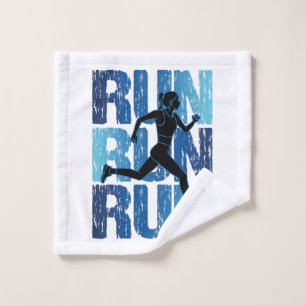 Vintage Runner Girl - Run Run Run Wash Cloth