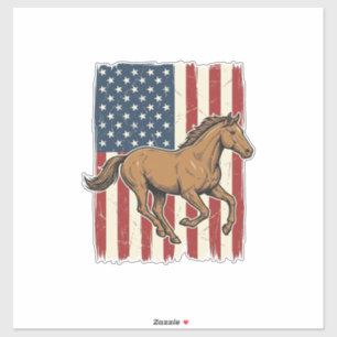 Vintage Running Horse Patriotic Flag Shirt Design_