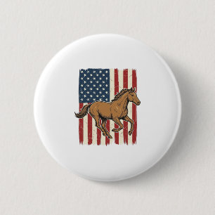 Vintage Running Horse Patriotic Flag Shirt Design_ 6 Cm Round Badge