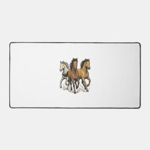 Vintage Running Horses Vector Art Design_1 Desk Mat