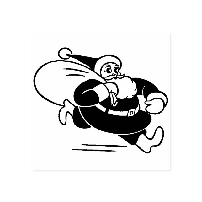 Vintage Running Santa Claus Rubber Stamp (Imprint)