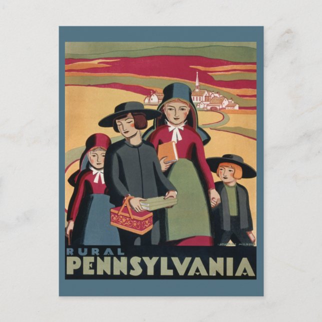 Vintage Rural Pennsylvania Dutch Amish Travel Postcard (Front)