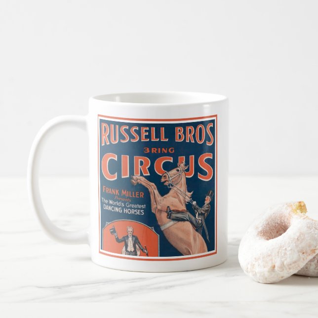Vintage Russell Brothers Circus Poster. Coffee Mug (With Donut)