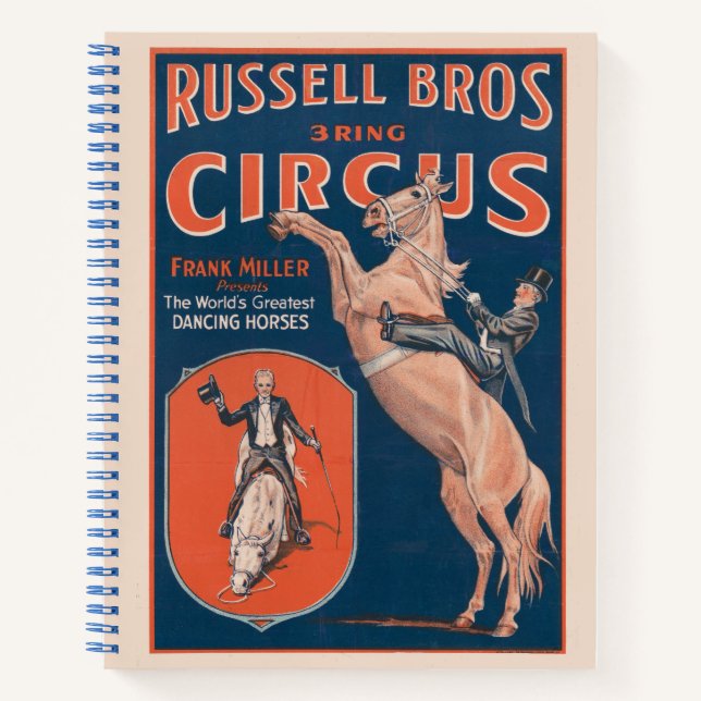 Vintage Russell Brothers Circus Poster. Notebook (Front)