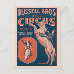 Vintage Russell Brothers Circus Poster. Postcard