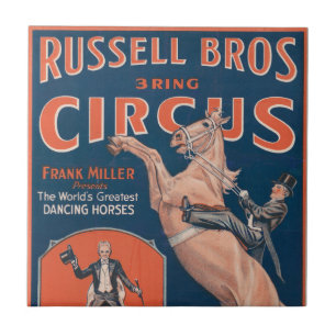 Vintage Russell Brothers Circus Poster. Tile