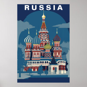 Vintage Russia Retro Cathedral Domes Poster