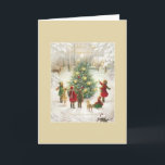 Vintage Russian Christmas Greeting Card<br><div class="desc">Retro / Vintage Russian Christmas greeting card.  Children gathered around the Christmas Tree in the snow!  Merry Christmas!</div>