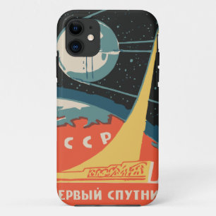 Vintage russian matchbox ads (CCCP rocket launch) iPhone 11 Case
