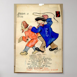 Vintage Russian Political Cartoon Poster