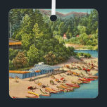 Vintage Russian River Beach  Metal Tree Decoration<br><div class="desc">Exceptional vintage Russian River beach scene postcard... ... .near Guerneville,  California... ... not far from Healdsburg.  We've repurposed it on an ornament.  The image can be removed from the back and you can customise it with a message or?  Just whatever you like!</div>