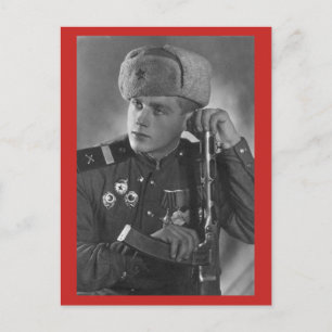 Vintage Russian Soldier Postcard