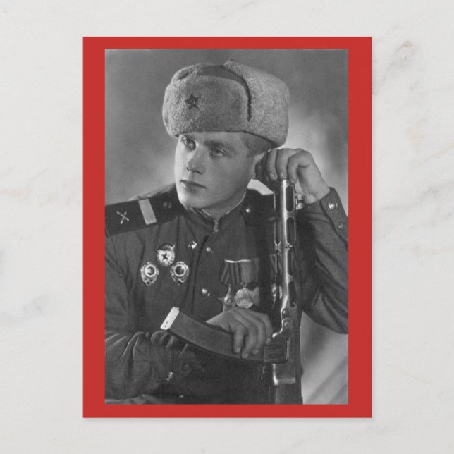 Vintage Russian Soldier Postcard (Front)
