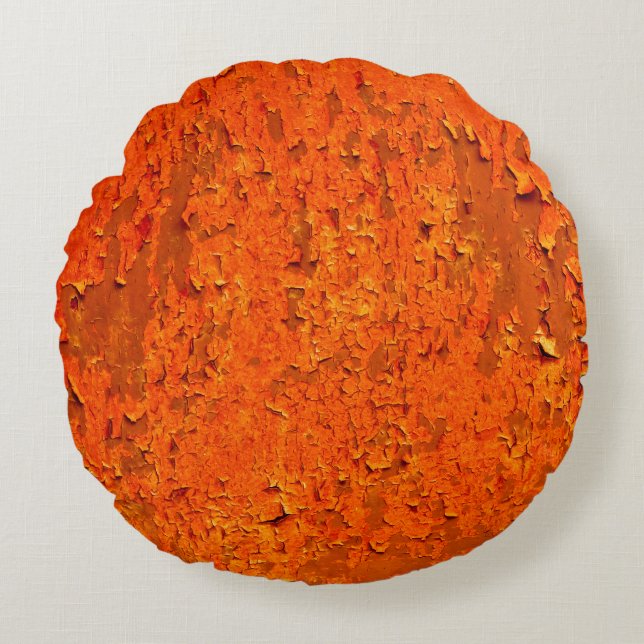 Vintage Rust: Old Textured Surface Round Cushion (Front)